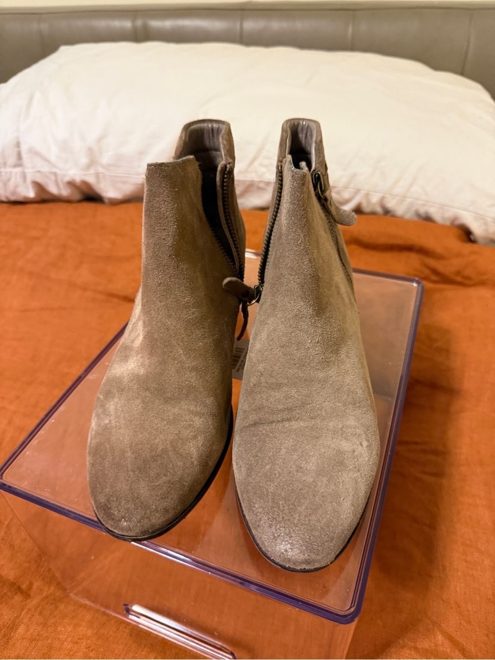 Women's Suede Ankle Boots in Taupe